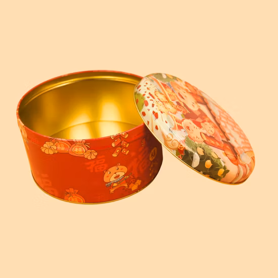 ラウンドクッキーブリキ缶ビスケットケーキギフト金属包装ブリキの箱